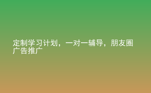  定制學(xué)習(xí)計(jì)劃，一對(duì)一輔導(dǎo)，朋友圈廣告推廣