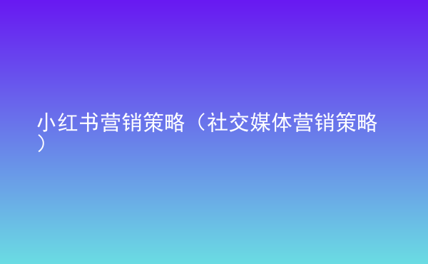  小紅書營銷策略（社交媒體營銷策略）